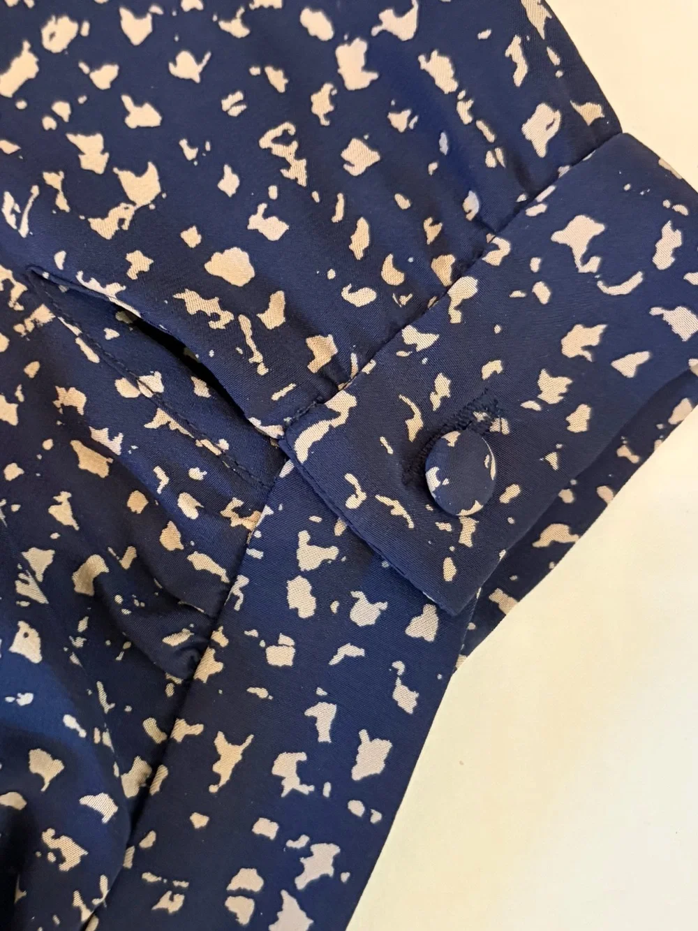 J. Crew Navy and Cream Silk Shirt Dress